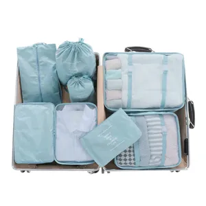 Set de 8 bolsas organizadoras de viaje cubos de almacenamiento impermeables para ropa.