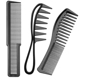 Professionelles schwarzes Haarkamm-Set für Styling, Friseurschnitt und Haarpflege.