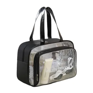 Große Kapazität wasserdichte Kulturtasche, transparente Netztasche für Kosmetik und Reisen.