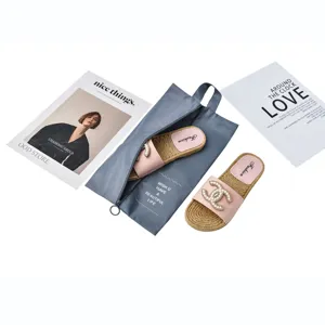 Multifunctional portable travel shoe storage bag with stylish flat sandals set for daily use.