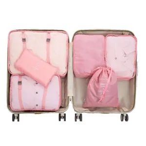 Reiseorganizer 6er Set wasserdichte Koffer Packtaschen für Kleidung rosa Reisekoffer