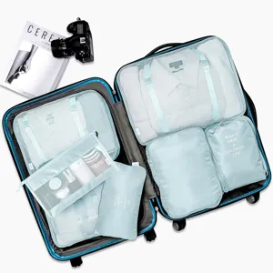7-teiliges Reise-Packtaschen-Set, tragbare Koffer-Organizer-Taschen für Kleidung und Zubehör.