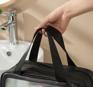 Borsa da toeletta impermeabile a doppio strato con finestra trasparente per viaggio comodo.
