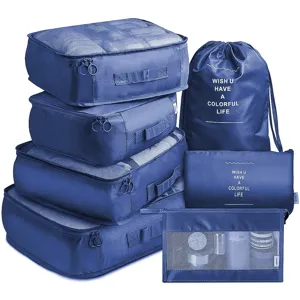 7-teiliges Reise-Packtaschen Set, Koffer Organizer Taschen für Kleidung und Zubehör.