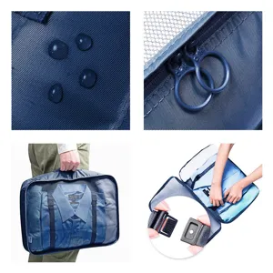 Reise-Packtaschen Set Details blaue wasserdichte Organizer Tasche für Koffer Kleidung