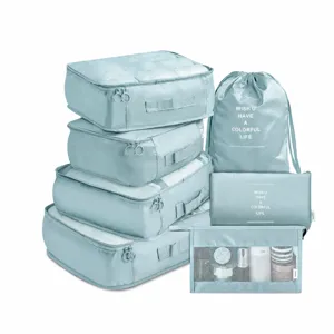 Reiseaufbewahrungstasche Set Wasserdicht Gepäck Organizer Packwürfel Tragbare Kleidung Sortierbeutel Mit Netzfenster
