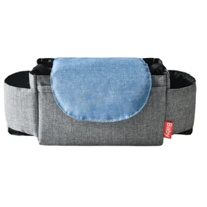 Multi-functional baby stroller organizer bag with large capacity diaper bottle storage pocket grey.