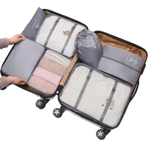 Travel packing cubes set for suitcase, waterproof luggage organizers bags for clothes, underwear and shoes.