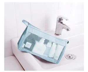 Travel toiletry bag mesh cosmetic makeup storage organizer for women and men daily use