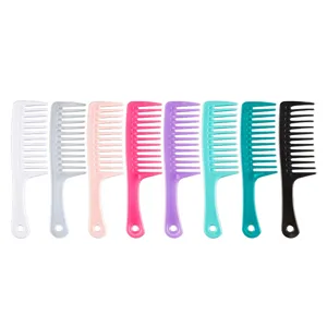 Ensemble de peignes à cheveux en plastique à dents larges, outil de coiffure portable.