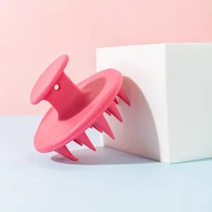 Roze siliconen hoofdhuid massage shampoo borstel met ophanggat voor dagelijkse haarzorg.