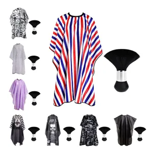 Professional salon barber cape and neck duster brush set, waterproof hair cutting apron for adult.