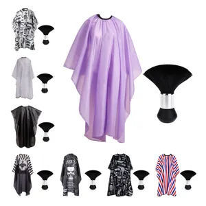 Professional hairdressing cape and neck duster brush set for salon or home haircut use.