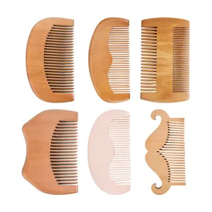 Lot de 6 peignes à cheveux en bois dents fines peigne coiffure anti pellicules