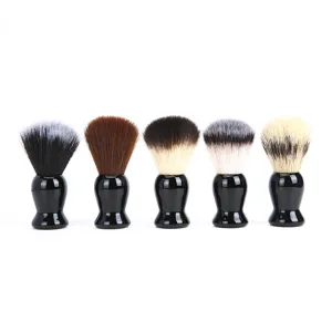 Conjunto de brochas de afeitar profesionales con mango de ABS negro y cerdas de nailon.