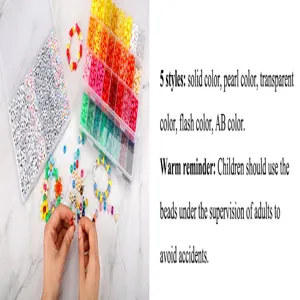 Σετ χρωματιστών χαντρών DIY με κουτί αποθήκευσης για χειροποίητα βραχιόλια, παιχνίδι.