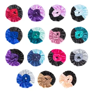 Satin Sleep Cap For Women Double Layer Colorblock Night Sleep Hat Anti Tangle Hair Care Bonnet Soft Elastic Hair