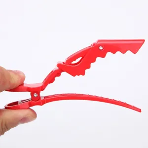 Pinza de cocodrilo de peluquería de plástico rojo clip de pico de pato para salón