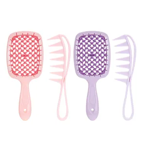 Set de cepillos de pelo huecos y peines de dientes anchos, ideal para peinar cabello mojado y seco.