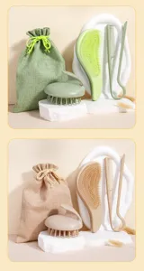 Wheat straw hair brush set scalp massager detangling comb 3pcs eco-friendly styling care tool