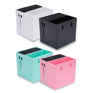Multifunctional Hairdressing Tool Storage Box Plastic Desktop Makeup Brush Scissor Organizer Salon Hair Styling Tool Holder