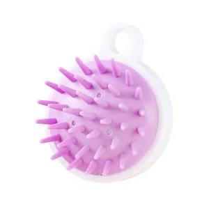 Brosse de massage pour cuir chevelu en silicone, rose et blanche pour le bain et la douche.