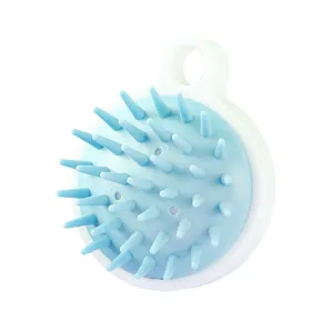 Brosse de massage pour le cuir chevelu en silicone, brosse de bain bleue ergonomique douce.