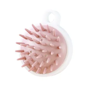Brosse de massage du cuir chevelu en silicone pour le lavage des cheveux, poils doux, rose.
