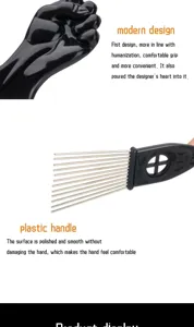 Metal teeth comb with fist handle, barber steel wide tooth comb for professional hair styling.