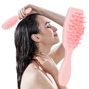 Soft Silicone Scalp Massager Shampoo Brush Ergonomic Wet And Dry Hair Scrubber Exfoliating Shower Tool For Women Men