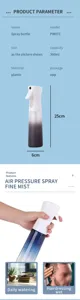 Vista dettagliata del flacone spray nebulizzatore continuo in plastica sfumata da 300 ml.