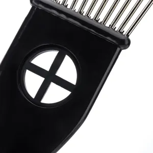Metal teeth barber comb, professional steel wide tooth pick for styling and afro hair care.