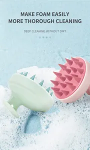 Silicone scalp massage brush for hair washing and deep cleaning with soft bristles foam maker.