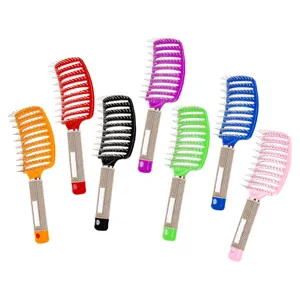 Ensemble de brosses a cheveux courbees colorees pour massage et coiffage quotidien des cheveux