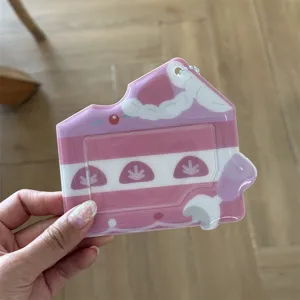Ins style cake horizontal PVC photocard holder 3 inch id card display storage cute case