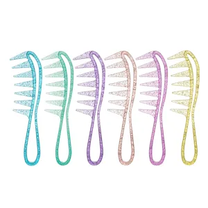 Glitter Wide Tooth Comb For Pomade Styling Hollow Hair Brush Ergonomic Handle Detangling Comb For Men Women Salon Hair Dressing Tool