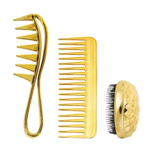Goldenes Haarkamm Set Haargestaltungskamm Breitzahnkamm Kopfhautmassage Shampoo Bürste Für Zuhause Salon Haarpflege