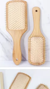 Natural Bamboo Hair Brush Cushion Scalp Massage Comb Wooden Paddle Brush Detail