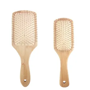 Natural Bamboo Air Cushion Massage Hairbrush Steel Pin Paddle Comb For Scalp Stimulation Anti Static Hair Care Brush