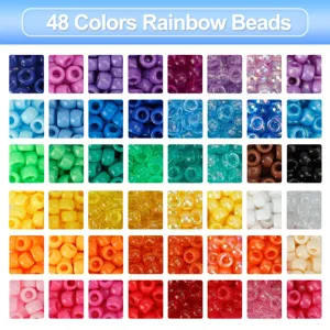 48 Χρώματα Ουράνιο Τόξο Χάντρες DIY Σετ Χειροτεχνίας για Παιδικά Κοσμήματα Αξεσουάρ