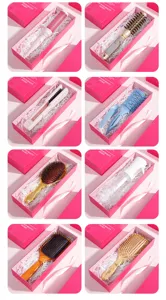 Set di strumenti per styling di spazzole per capelli in confezione regalo rosa elegante.