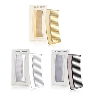 Professional Electroplated Wide Tooth Comb For Hair Styling Salon Barber Detangling Pocket Hair Brush Gold Silver Black