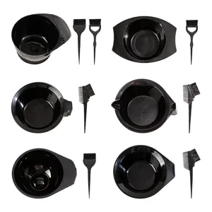 Professional Plastic Hair Coloring Dye Bowl and Brush Set Black Hair Tinting Tool Kit Mixing Bowl Hairbrush Set for Salon DIY