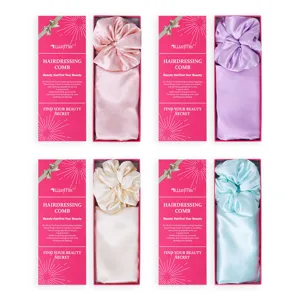 Set regalo scrunchies e federa in raso di seta cura dei capelli lisci quattro colori