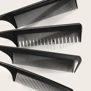 Professional black hair styling combs set, durable cutting and parting tools for salon.