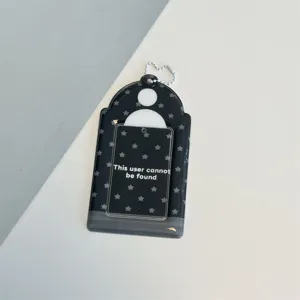 Creative 3-inch photocard holder keychain transparent star pattern ID badge protective case.