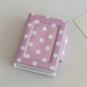 Süßes rosa Pünktchen 3-Zoll Mini-Fotoalbum, tragbarer Instax Kartenhalter und Stickersammler.