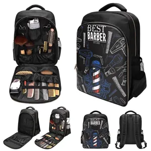 Professional barber backpack large capacity hairdressing tool bag with multiple tool slots.