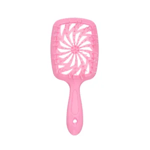 Spazzola per capelli ventilata rosa per districare capelli umidi e secchi, pettine massaggio.