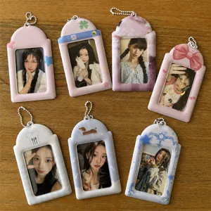 Ins Style Cute Dog Bow PVC Photocard Holder ID Card Protector With Bead Chain Student Card Storage Sleeve